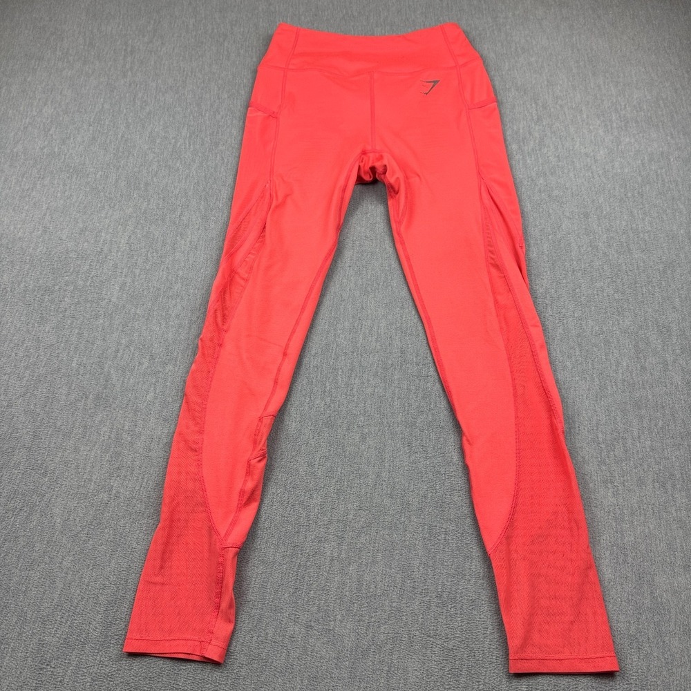 Gymshark Leggings Small Pink Mesh Panel High Waisted 29" Yoga Gym Pants Athletic